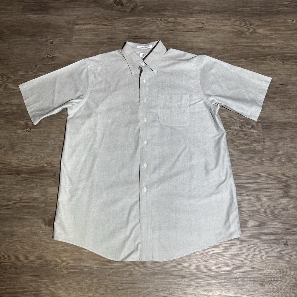 L.L.Bean Men's Wrinkle Resistant Button Down Shirt Light Sage Gray 16 Reg